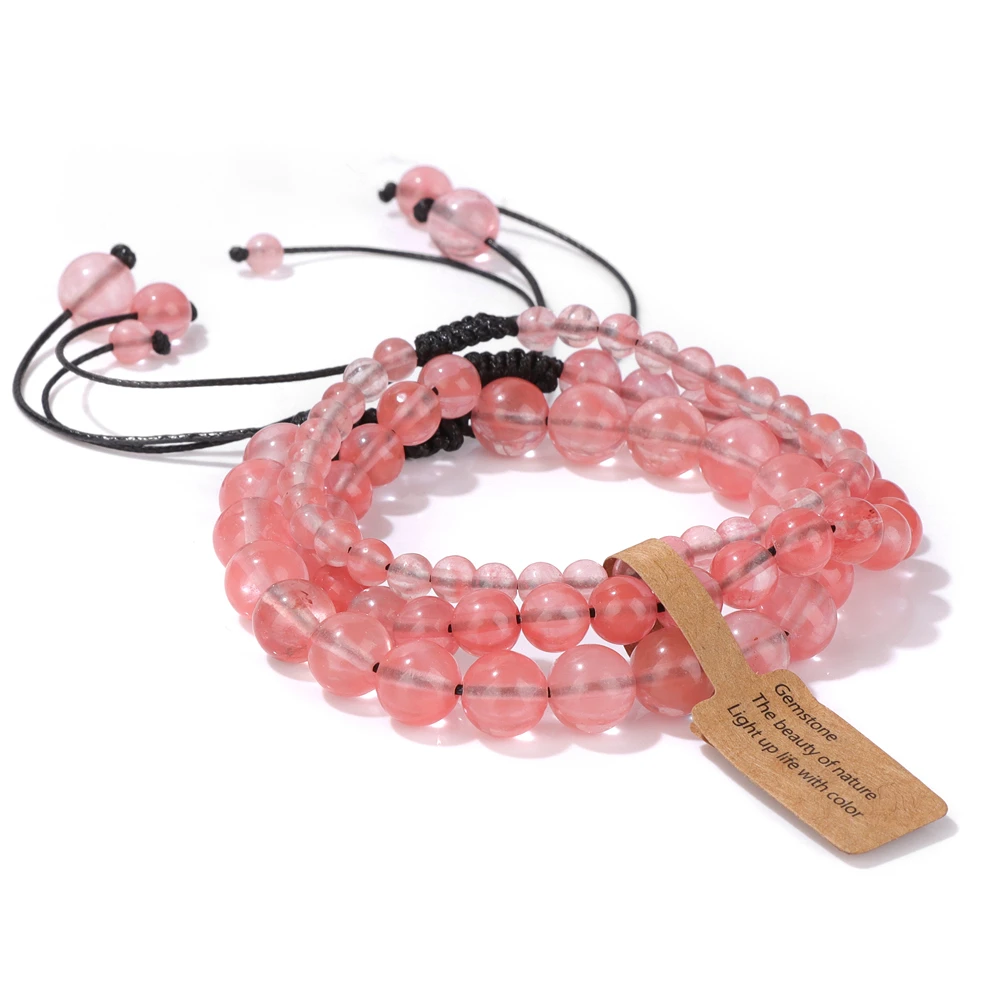 4 / 6 8MM Натуральный камень вязаный браслет 3 шт. Набор малахита аметист агат