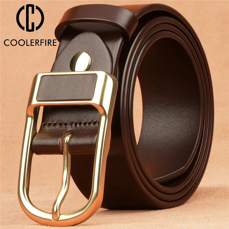 Belt For Men Business Casual Vintage Luxury Brand Genuine Leather Belt Men Designer For Jeans Fashion Pin Buckle Strap HQ236