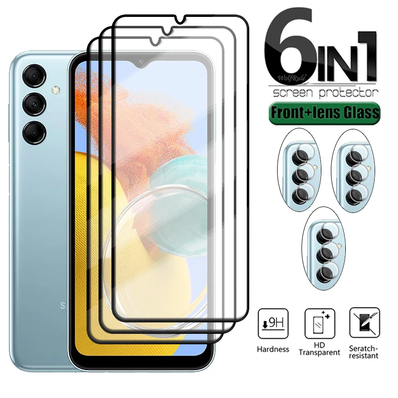 

6-in-1 For Samsung M14 Glass For Samsung Galaxy M14 M04 M13 M22 M33 M53 M23 Glass Full Screen Protector Samsung M14 Lens Glass