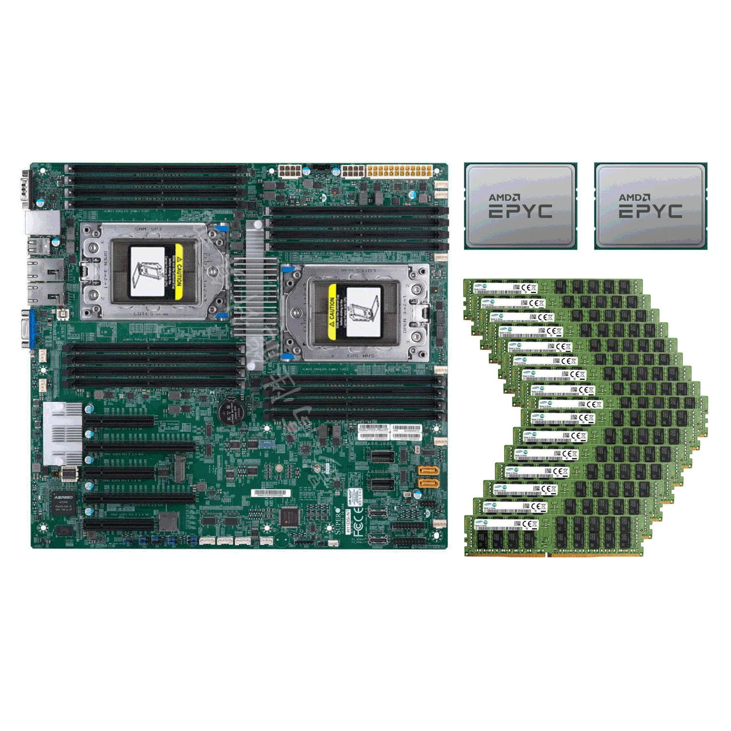 

Supermicro h11dsi-nt placa-mãe, 2x amd epyc 7601 cpu, 16xsamsung 32gb 2666mhz ram ddr4 ecc