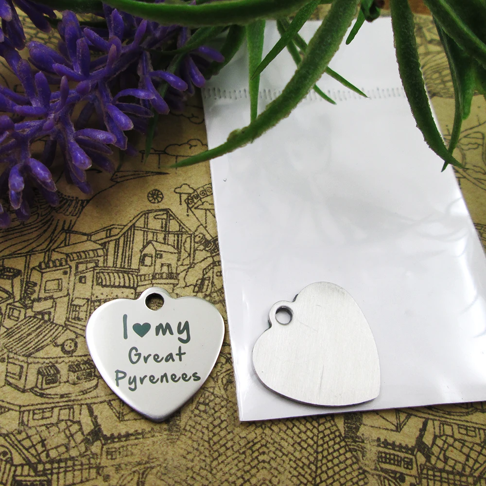 10 шт./лот &quotI Love My Great Pyrenees&quot подвески из нержавеющей стали подвеска для