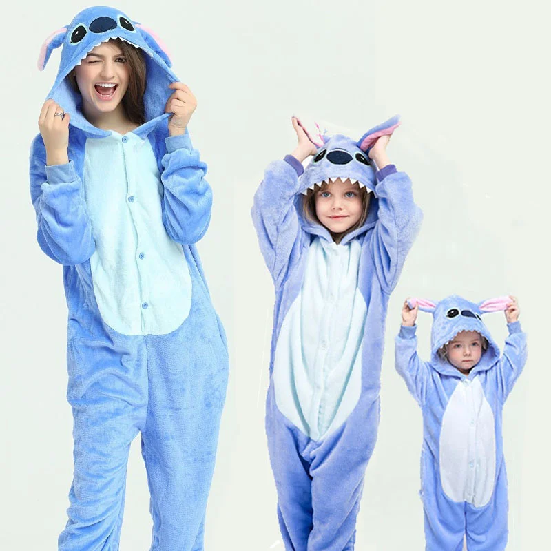 Family Kigurumi Pajamas Blue Monster Animal Onesie Cosplay Costume Pajamas For Babies Kids and Adults