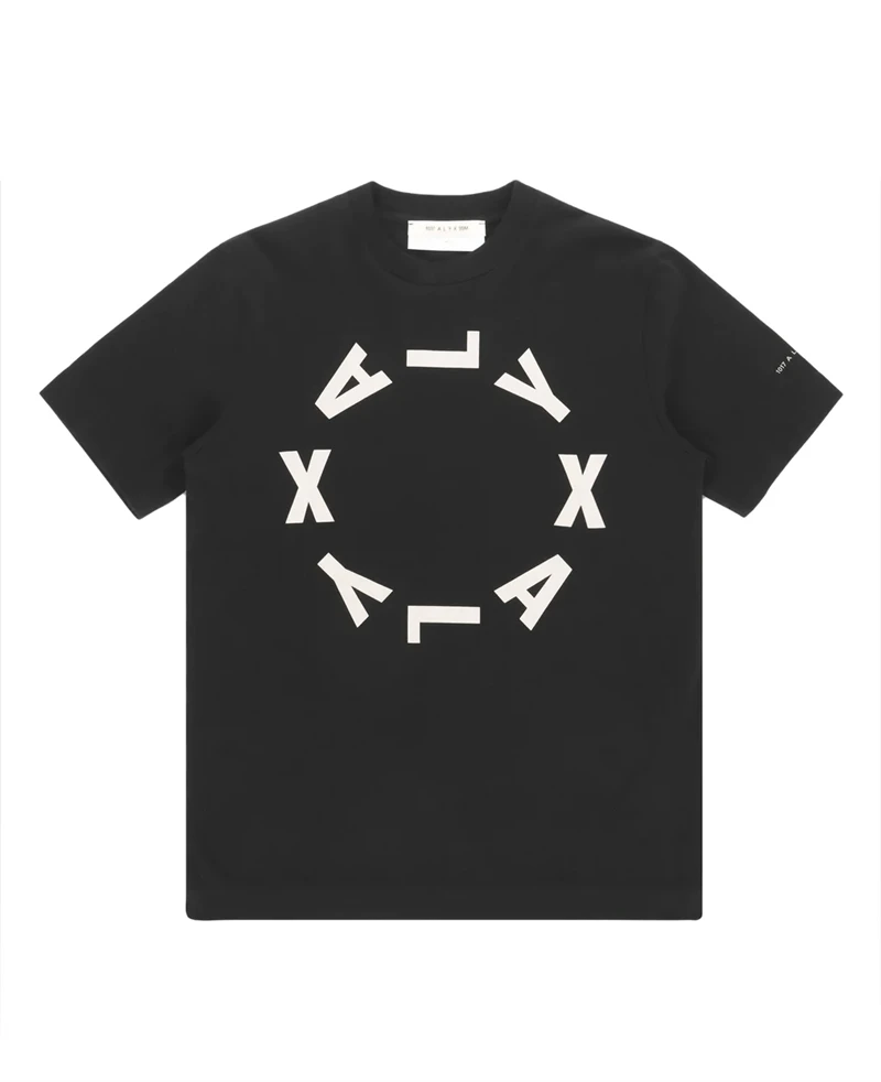 

Мужская/Женская футболка оверсайз ALYX, футболка с коротким рукавом и круглым буквенным логотипом, модель 1017 года, 9 см, 1:1