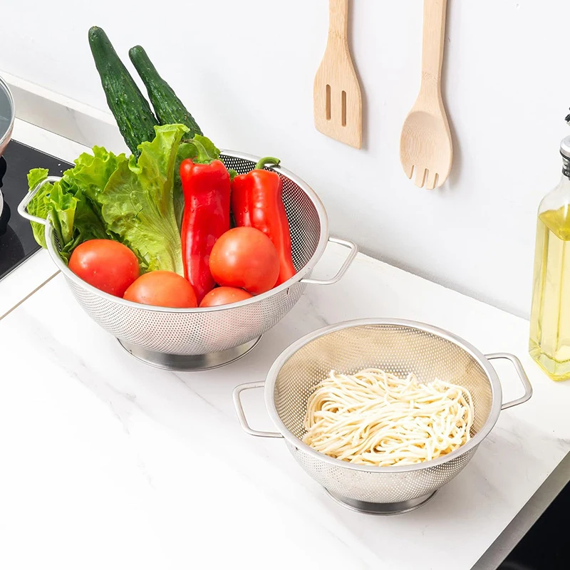 Дуршлаг из нержавеющей стали с ручкой кухонная корзина для ситечка макаронных
