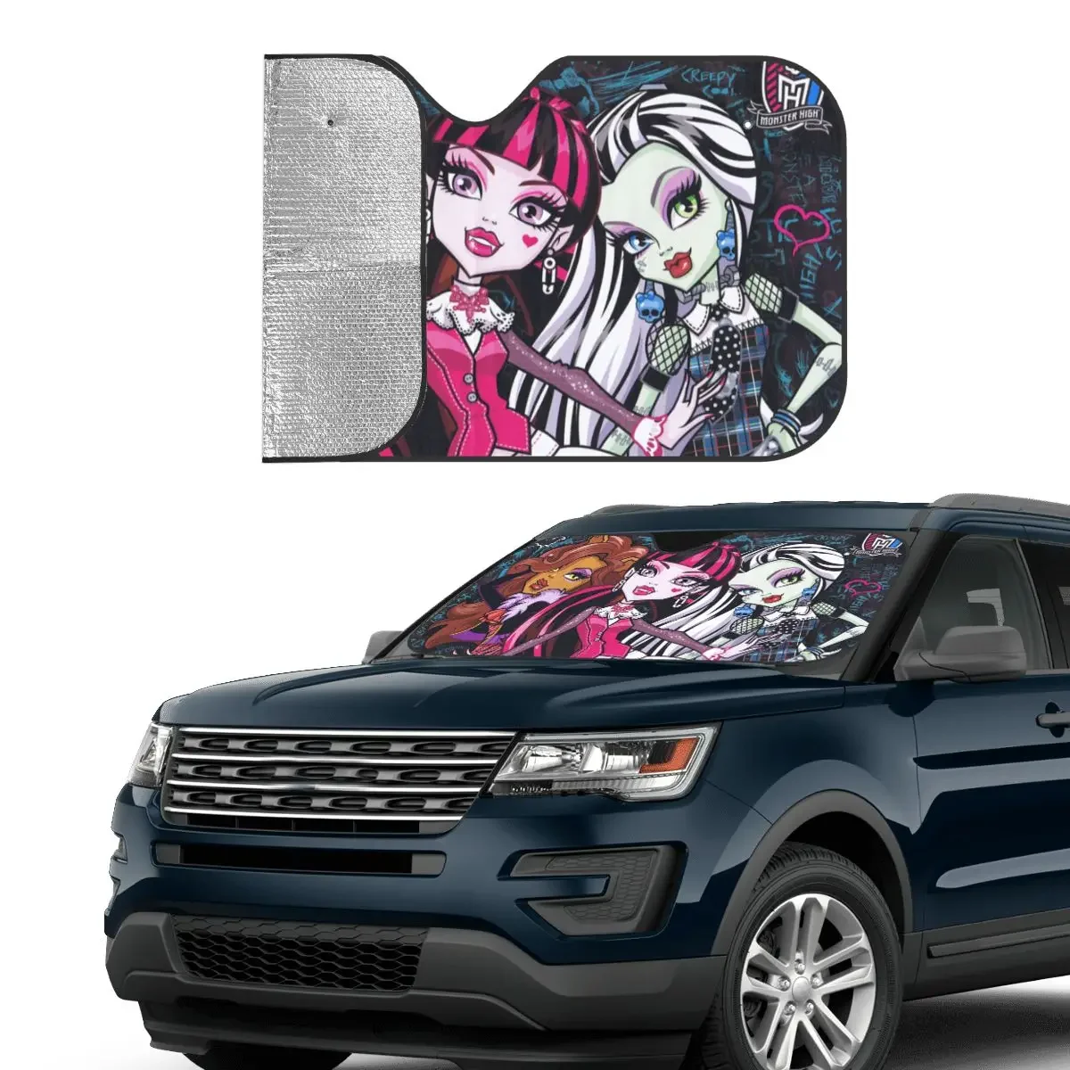 Kawaii Girl выдвижной солнцезащитный козырек на лобовое стекло 70x130 см Draculaura Monster High из