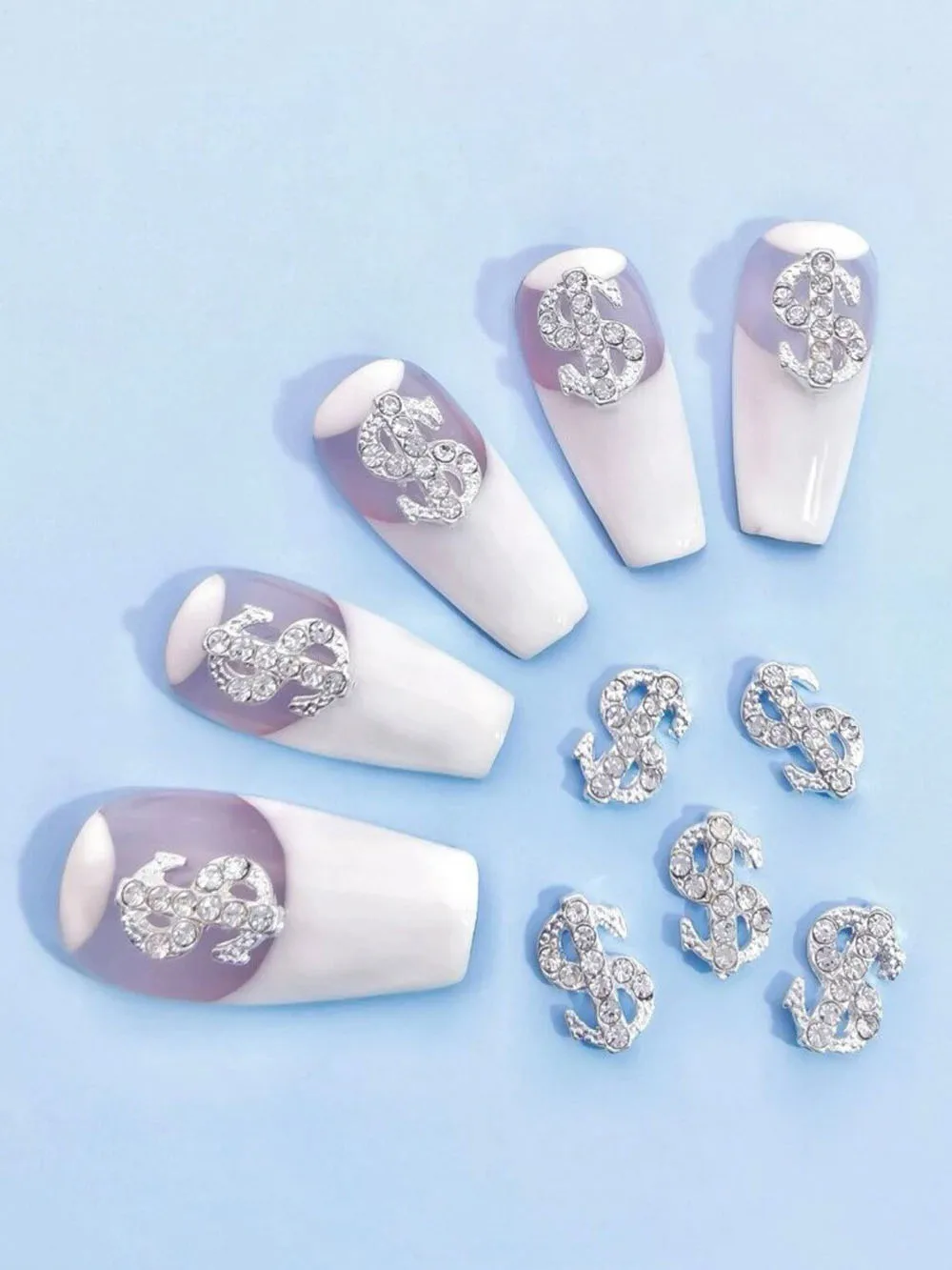 10/20 шт. стразы для украшения ногтей в форме серебряного доллара 20 серебро/золото |