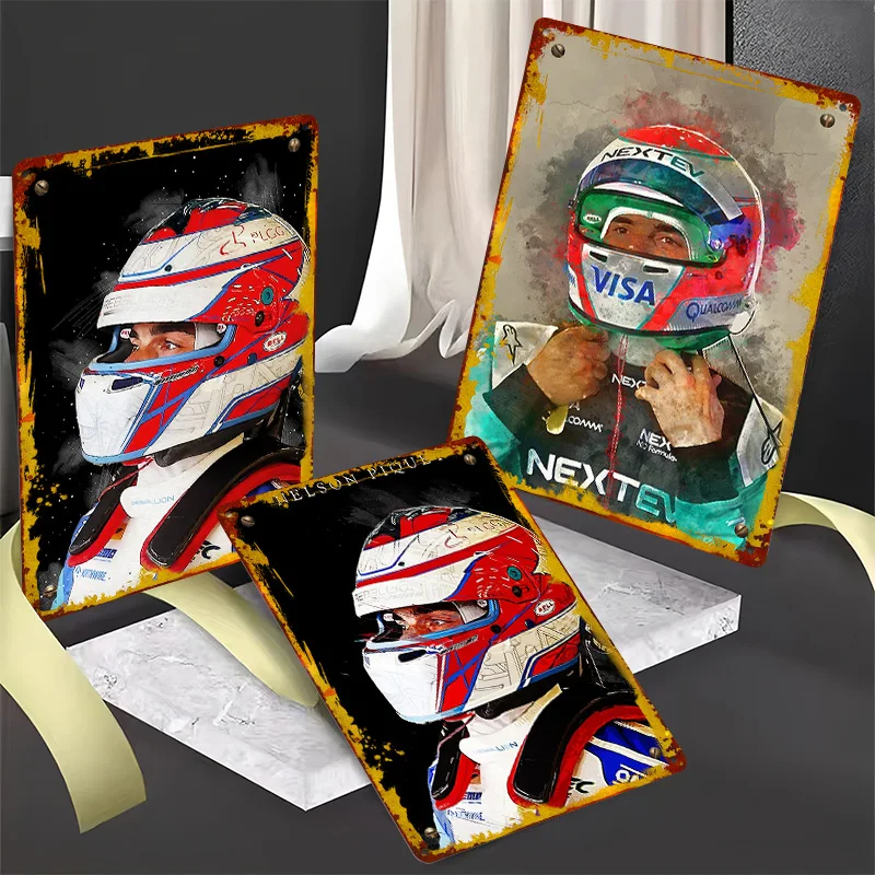 Фото Металлические постеры Nelson Piquet F Racing: настраиваемые ретро-вывески для декора мужской комнаты, спальни, гаража №2