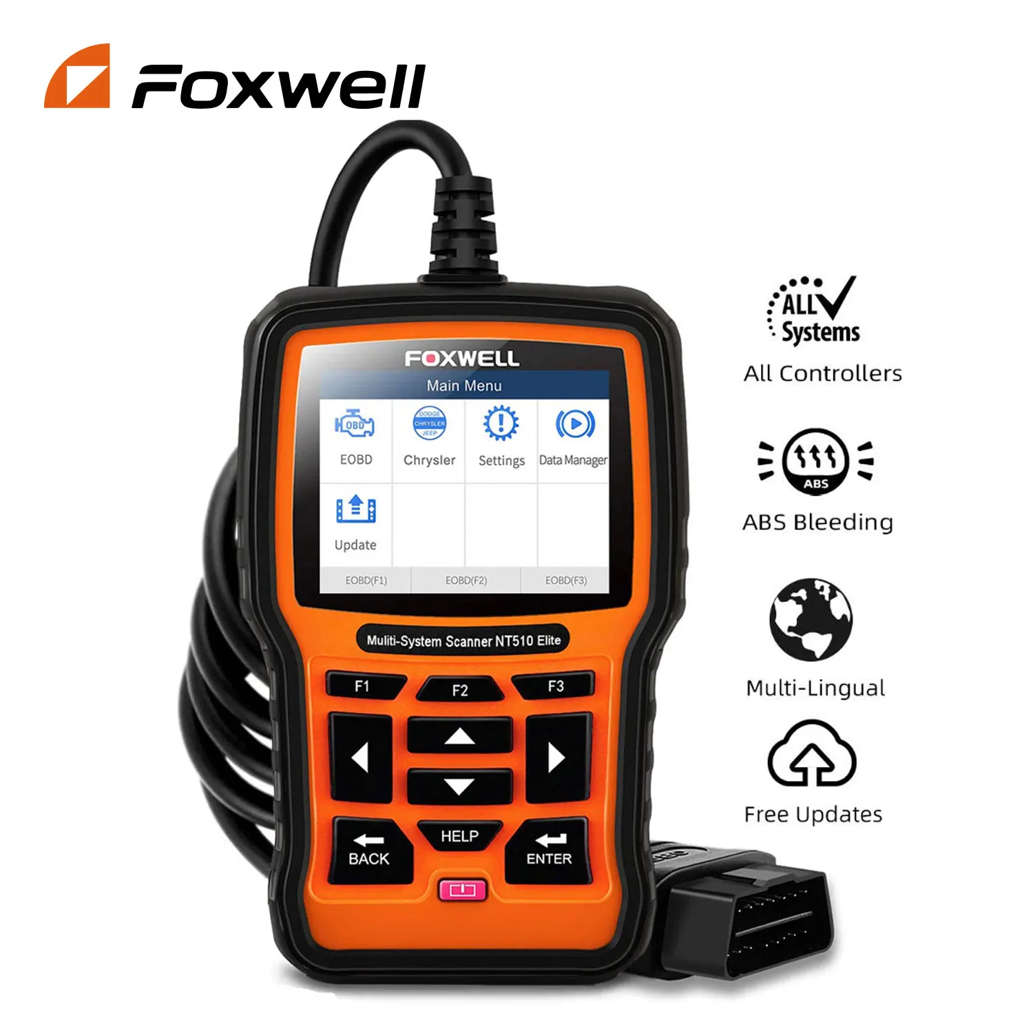 FOXWELL NT510 Elite полная система OBD2 автомобильный сканер двунаправленный активный тест