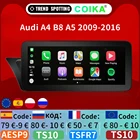 Автомобильная Мультимедийная система COIKA, 8 ядер, 4G, LTE, Wi-Fi, Android 10,0, для Audi A4, B8, A5, 2009-2016, BT, GPS, навигация, сенсорный экран, Carplay, 4 + 64 ГБ