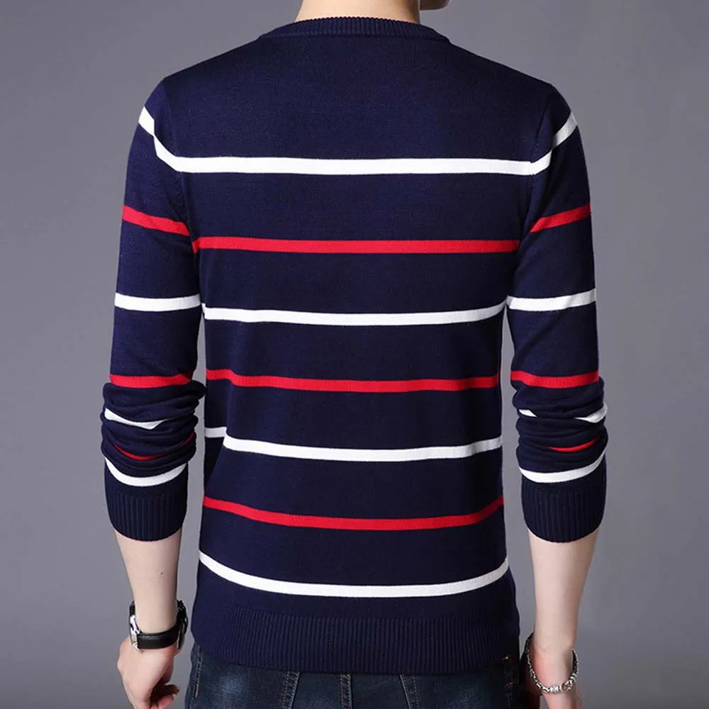 FALIZA Striped Sweater Mens Hight Quality Jumpers Knitred Woolen Fashion Brand Korean Style Pullover Spring Casual Men Clothes |