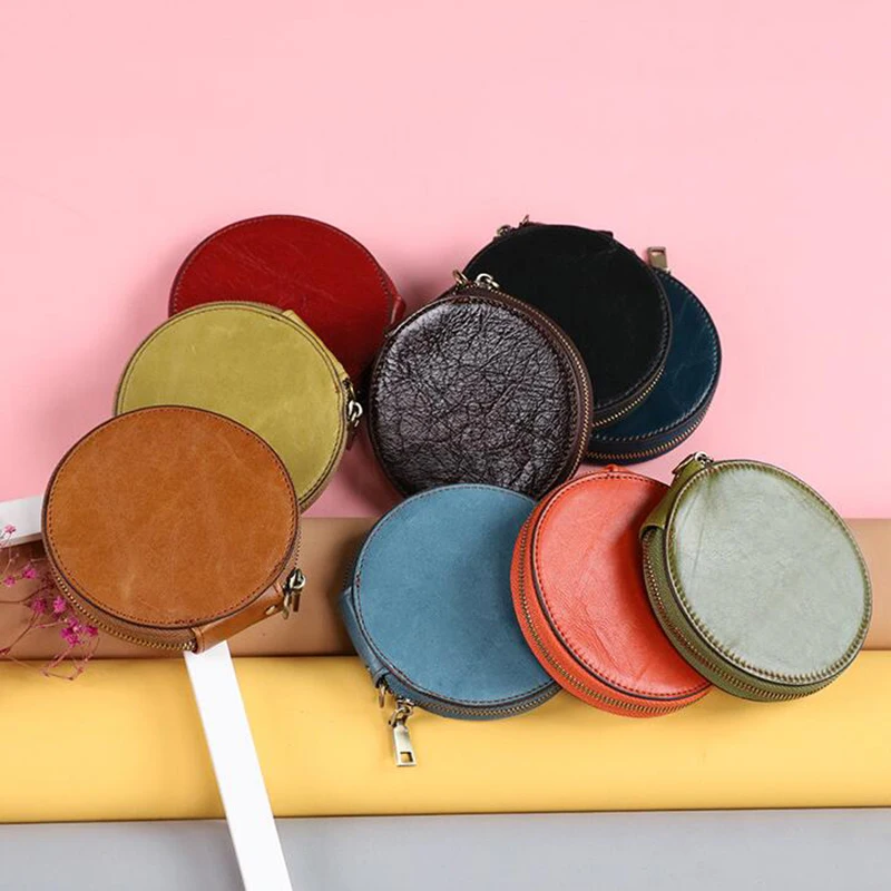 

New Round Pu Leather Coin Purse Women Men Candy Coin Wallet Mini Small Purse Female Clutch Coin Pouch Pochette Card Holder