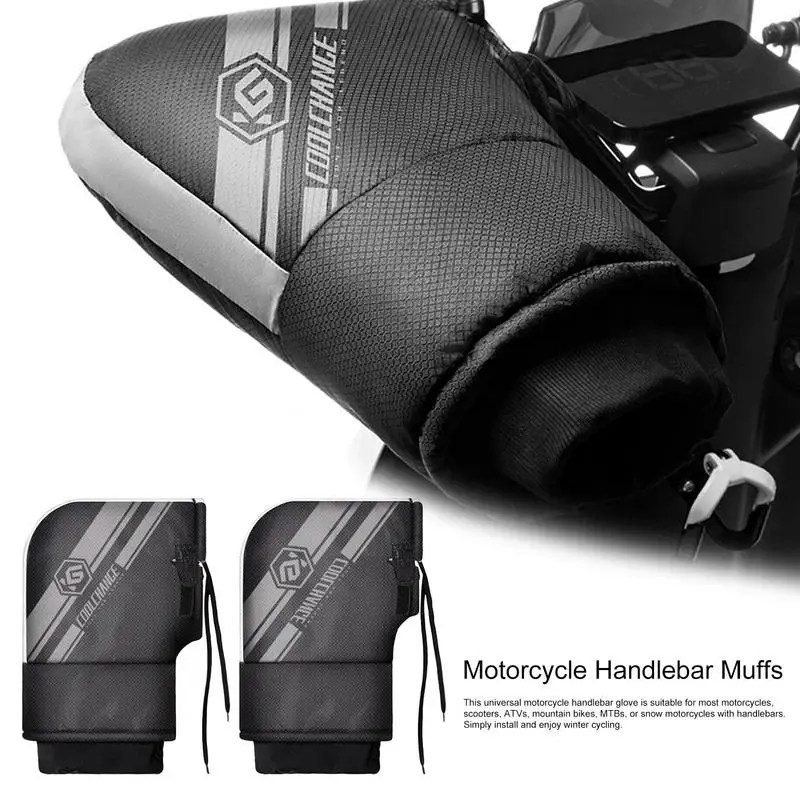 

Motorcycle Handlebar Cover Winter Scooter Windshield Gloves Windproof Warm Thickened Motorcycle Gloves With Reflective Strip