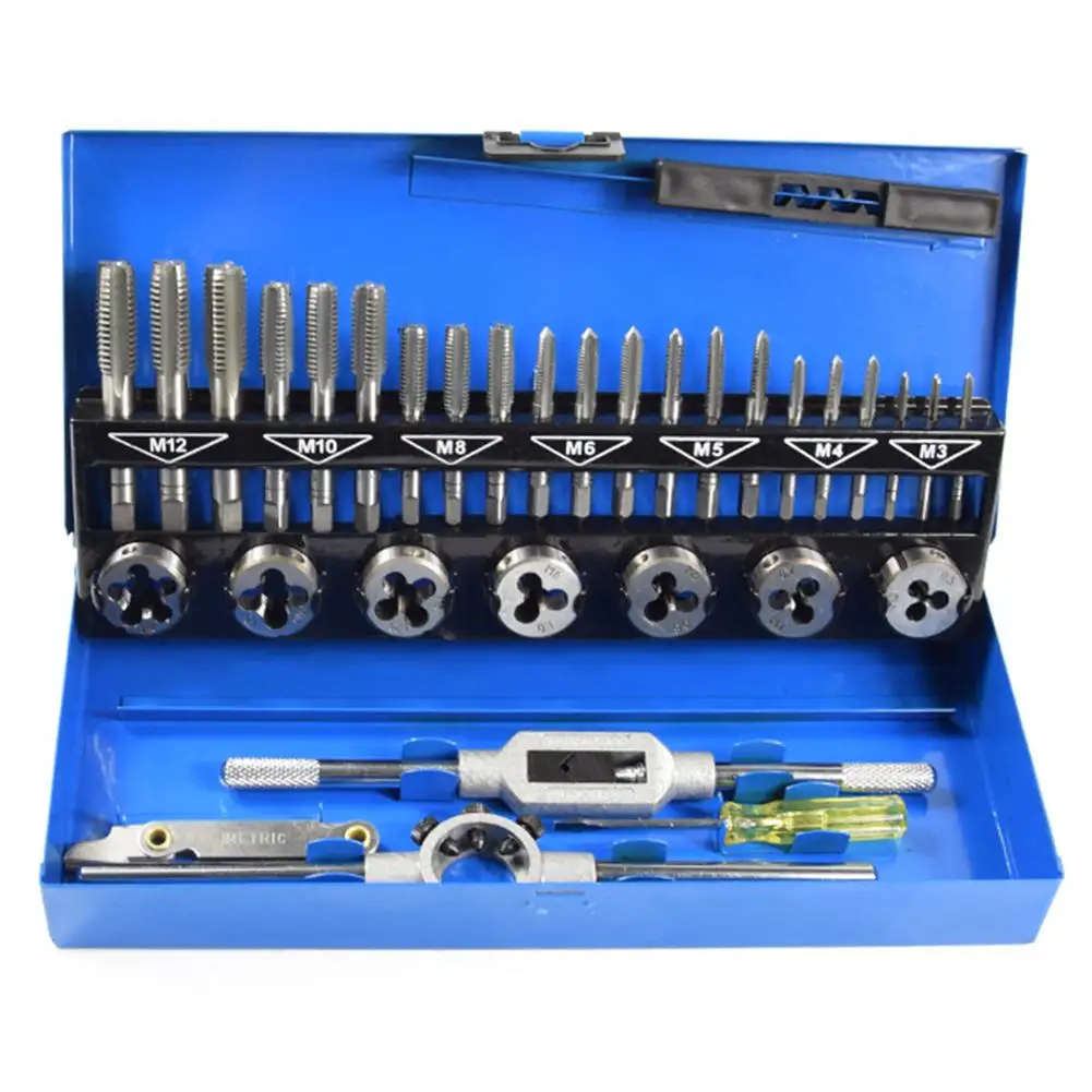 

32pcs Tap Die Set Metric Screw Thread Dies Taps Wrench Kit Manual Screw Opener Garage Tool For Cutting Threads