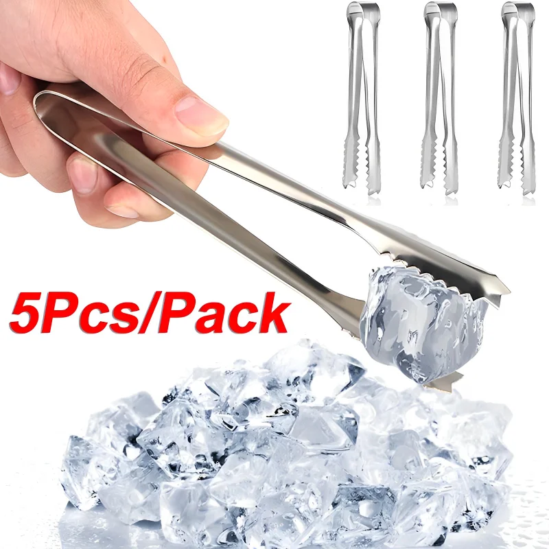 

5pcs Stainless Steel Ice Tongs Buffets Tongs Portable Wedding Party Candy Buffet Bar Home Kitchen Tools BBQ Ice Cream Tools