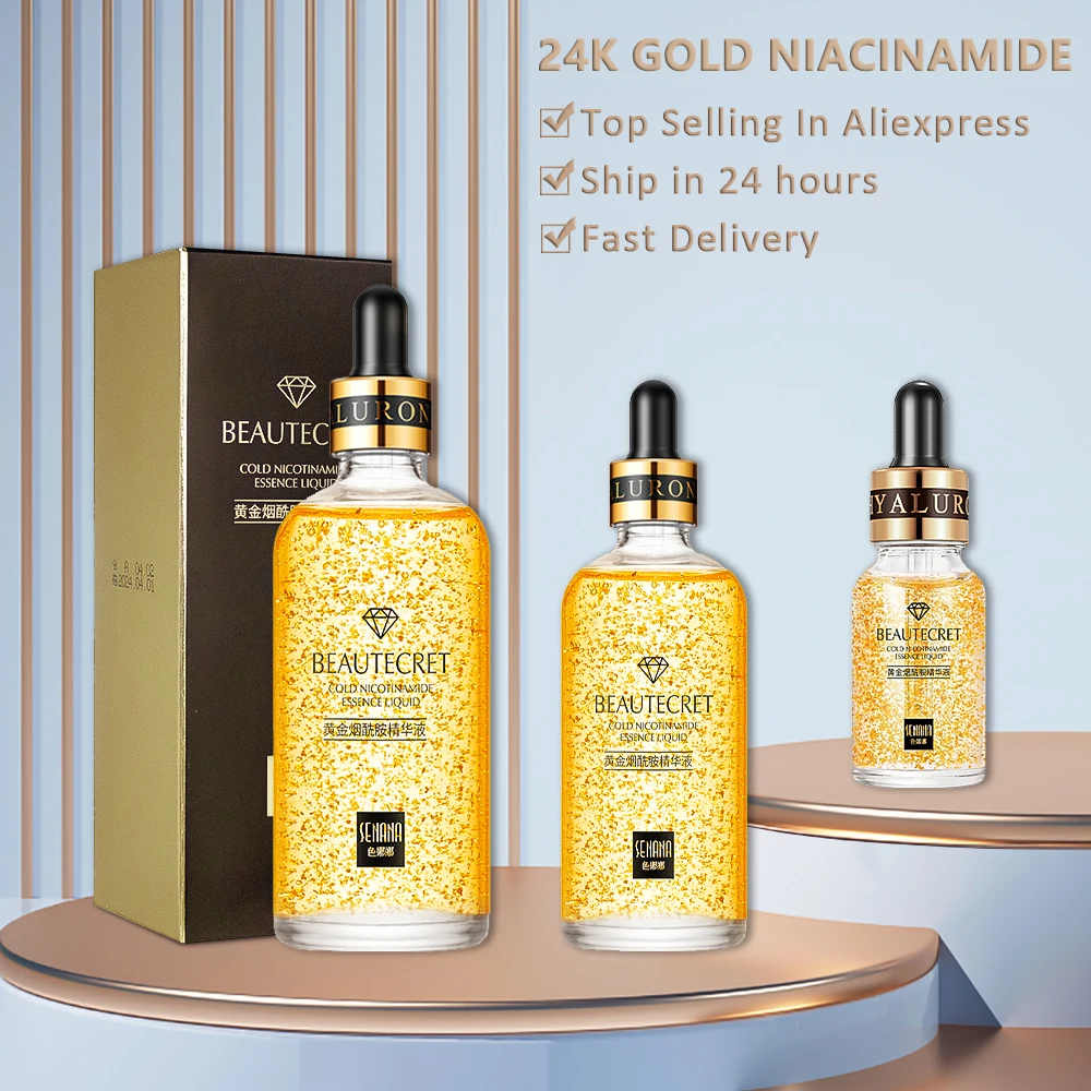 Product 24k Gold Niacinamide Face Serum Anti Aging Hyaluronic Acid For Face Shrinks Pores Korean Skin Care Products