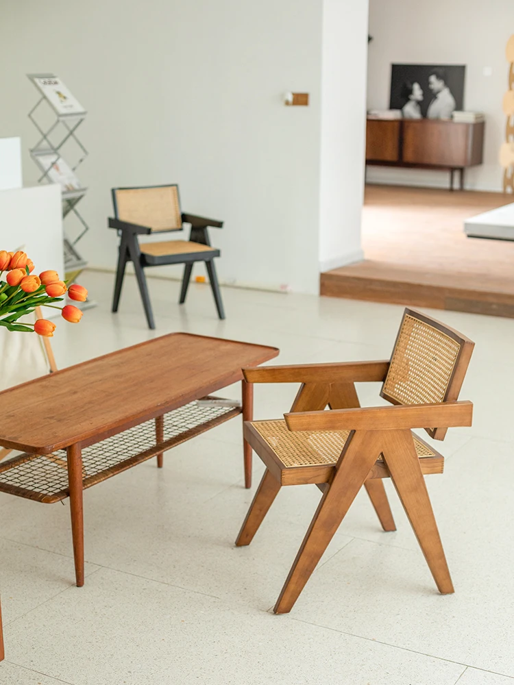 

Стул из ротанга в стиле ins, дизайнерская мебель, винтажная домашняя спинка