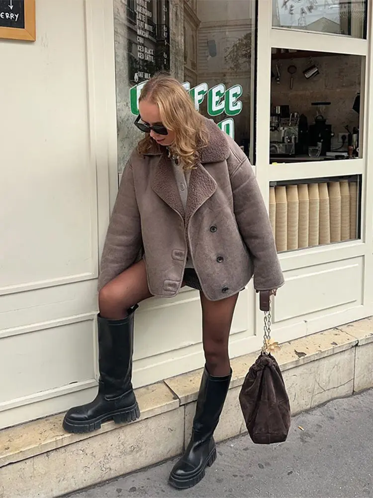 Шикарные утепленные шерстяные однотонные короткие пальто женские модные