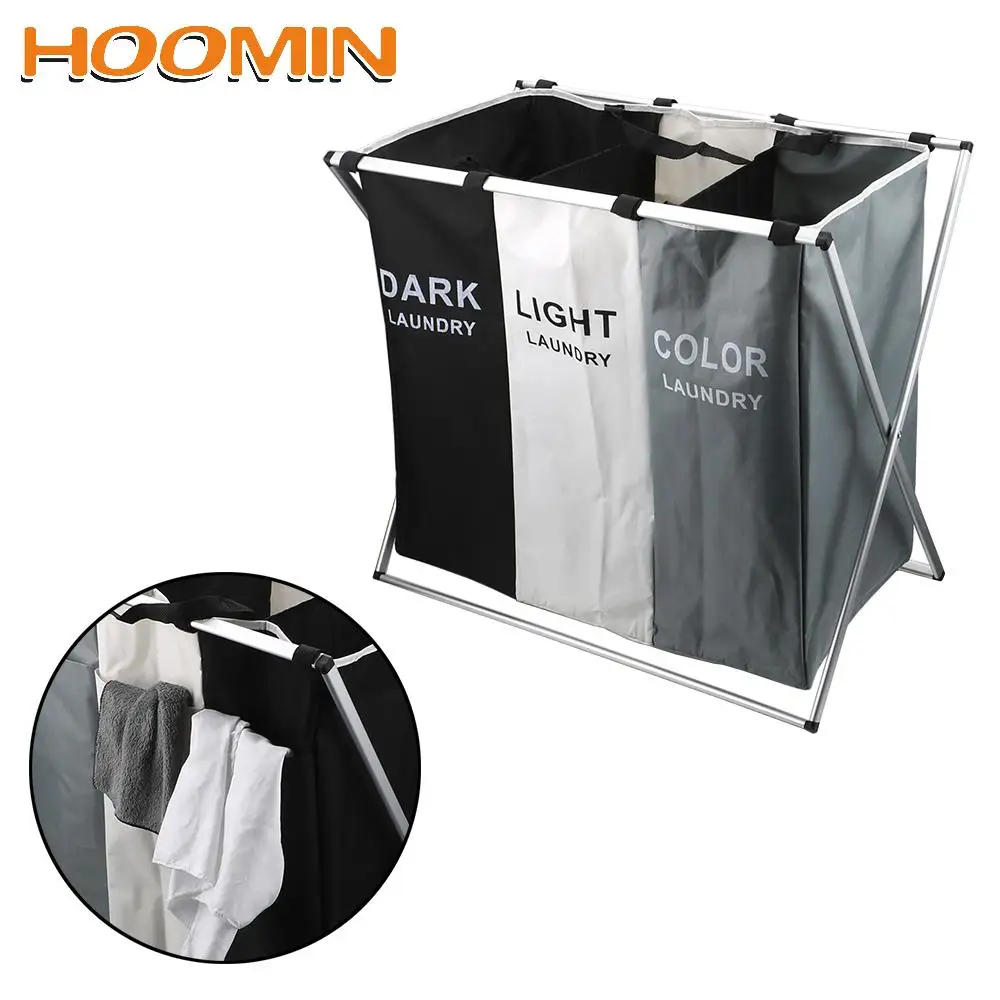 

Корзина для грязного белья HOOMIN, складная корзина X-образной формы для домашнего белья, Сортировочная Большая складная корзина для белья с дв...