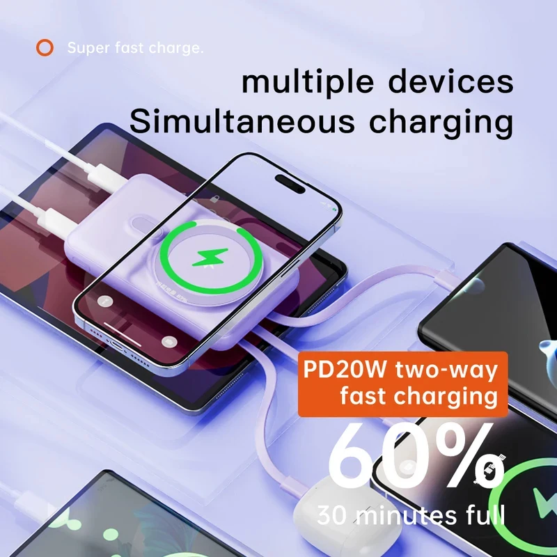 Портативный внешний аккумулятор, Power Bank для MagSafe iPhone, беспроводное зарядное устройство для iPhone 16 15 14 13 12 (art.: 3920dbcd4c232) - 3920dbcd4c232