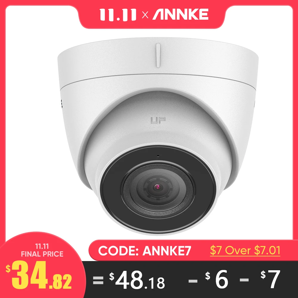 

ANNKE 1PCS HD 5MP POE Security Camera With Audio Recording Outdoor Indoor Weatherproof IP Camera 5MP Video Surveillance Camera