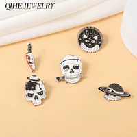 skeleton planet enamel pins brain knife punk gothic brooches lapel pin badge backpack accessories gift for friends free shipping