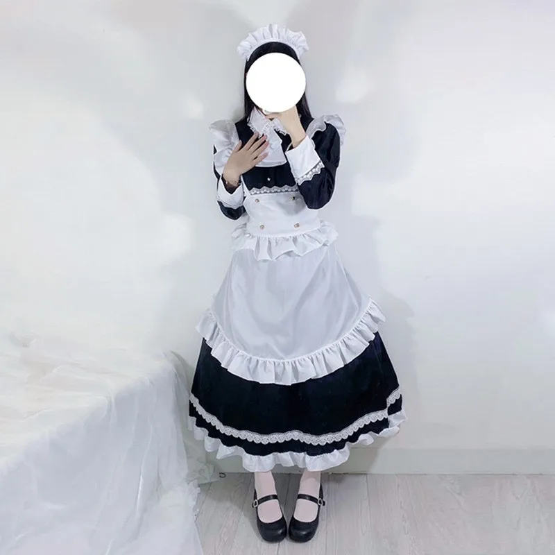 

Spring New Cute Girl Cosplay Clothes Animation Lovely Maid British Noble Classic Black and White Long Sleeve Outfit Lolita