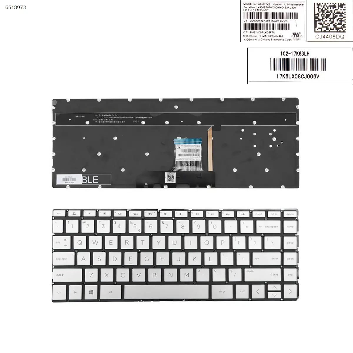 

US Laptop Keyboard for HP ENVY 13-aq0000 13t-aq0000 13-aq0005nr 13-aq0044nr 13-aq0045cl 13-aq0077nr 13-ah0000 US Backlit Silver