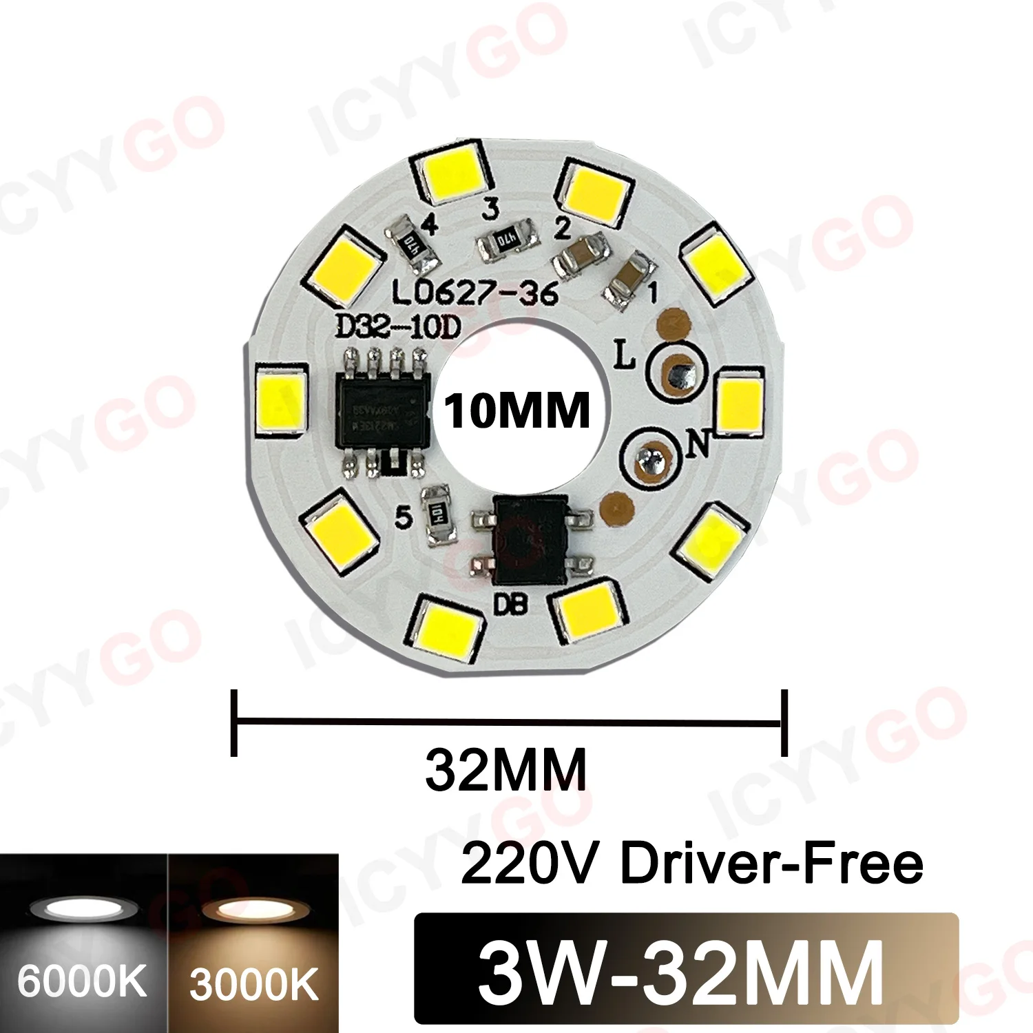 Круглые светодиодные чипы ICYYGO IC-3W 5W 7W 220V