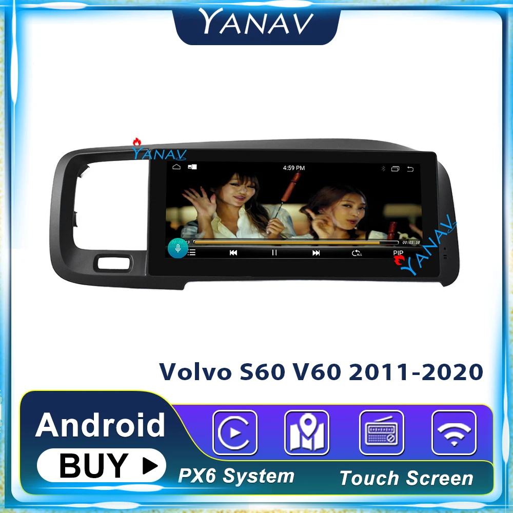 

For Volvo S60 V60 2011-2020 2 Din PX6 Car Radio System Android Car Stereo Receiver Autoradio Tesla Style Right Hand Touch Screen
