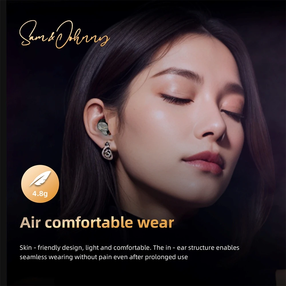 Фото Беспроводные внутриканальные наушники Sam&Johnny HM11+ TWS 1DD+1BA Hybrid Bluetooth 5.2 Qualcomm QCC3040 HIFI Audiophile IEM True Wireless №4