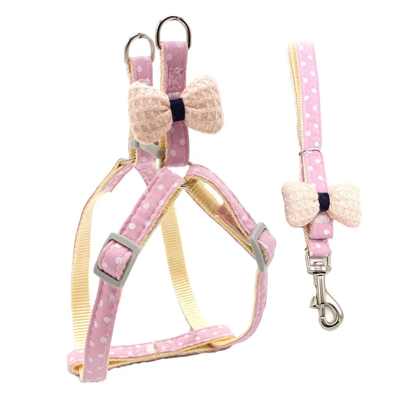 

Поводок для домашних питомцев, регулируемый двухслойный, милый, в горошек, для прогулок и прогулок с собаками