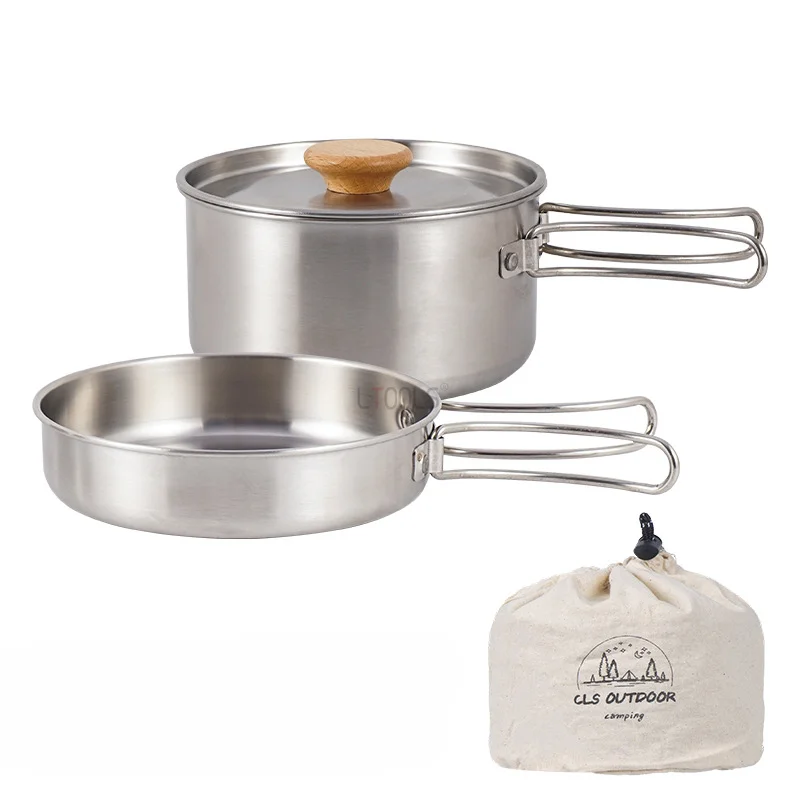 

Stainless Steel Camping Cookware Set, Portable Outdoor Tableware, Cooking Kit, Pan Bowl, Kettle Pot, BBQ, Picnic Supplies