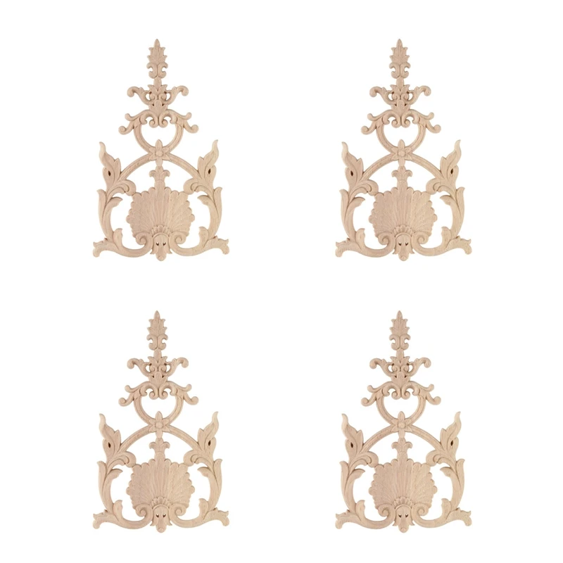 

BEST4X Rubber Wood Carved Applique Vintage Furniture Craft Decor H