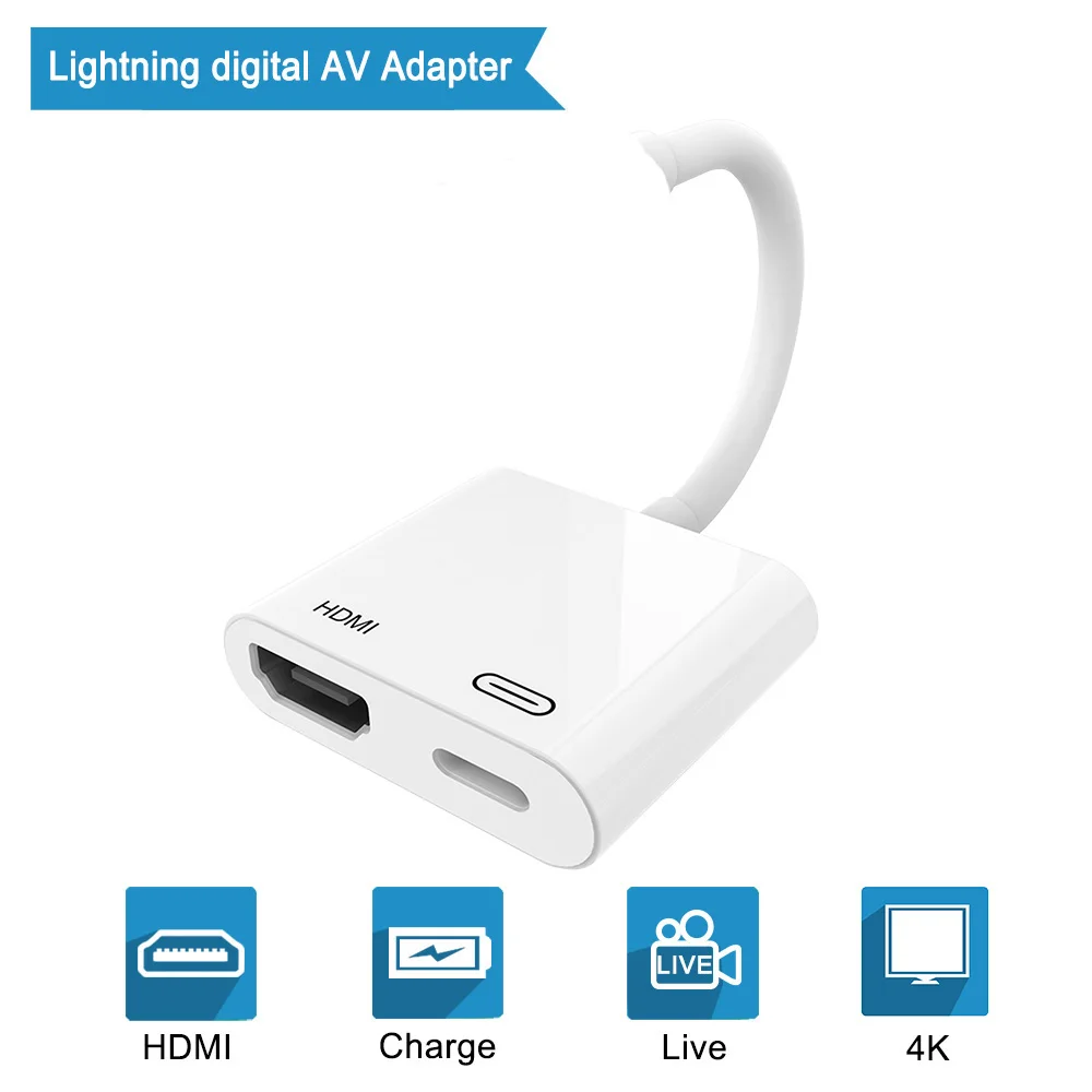Lightning to HDMI Cable 1080P Digital AV Converter 4K Charge Adapter Connector HD for iPhone 14/13/12/X/XR/Xs Max/11/8/iPad Air