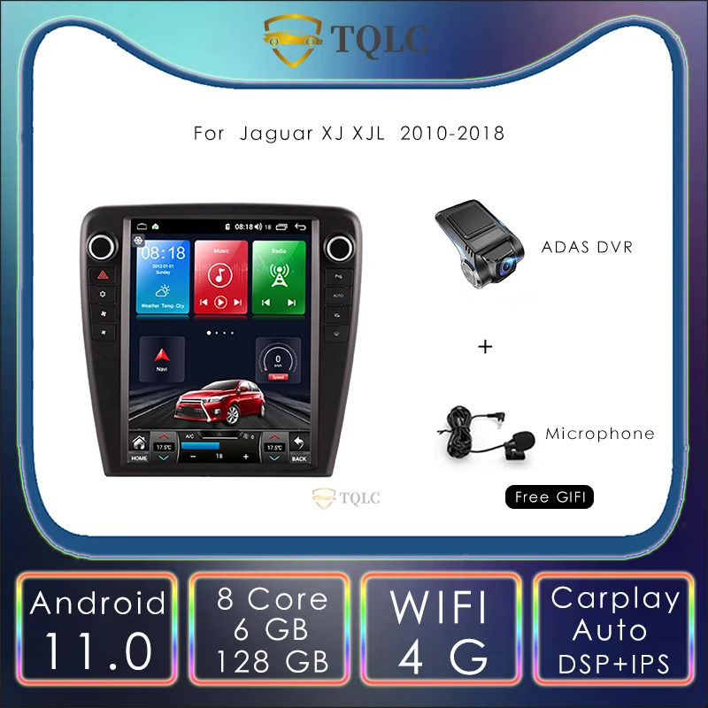 Автомобильный радиоприемник на Android 11 0 в стиле Tesla вертикальный для Jaguar XJ XJL 12 1