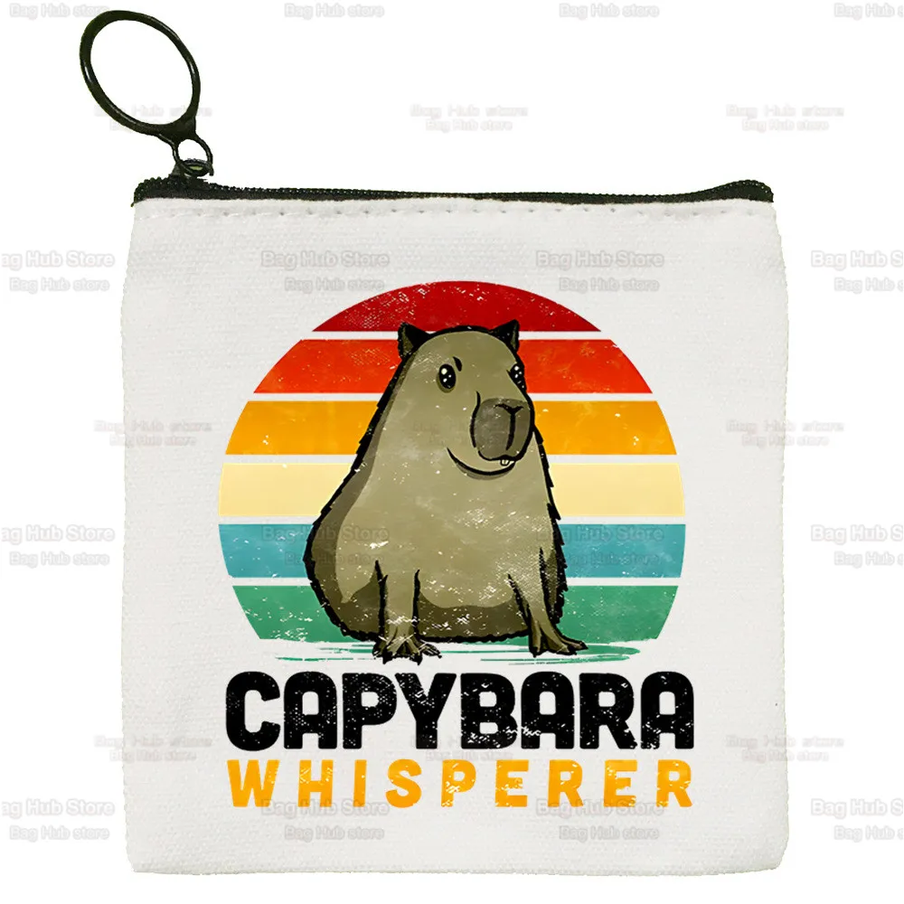 Capybara Cute Animal Cartoon Simple Canvas Coin Purse Cute Cartoon Key Case Lady Bag Coin Storage Bag