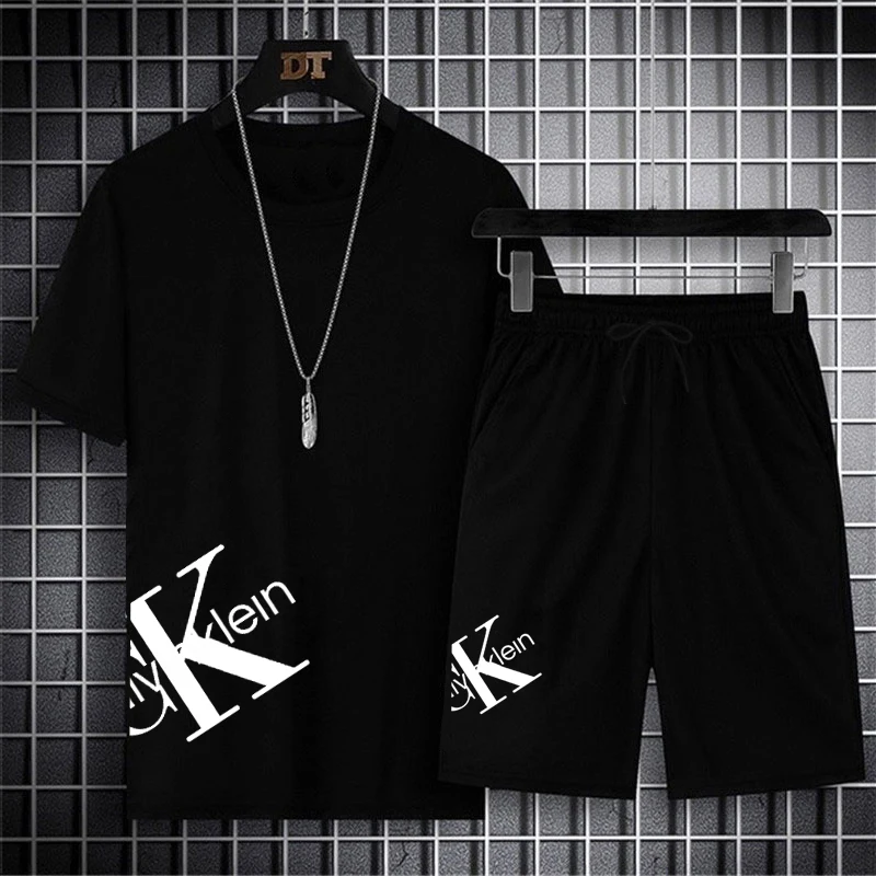 2023 Summer Men's Sportswear Set Brand Short Sleeve T-shirt+Shorts Two Piece Fitness Jogging Short Sleeve Shorts Sportswear Set