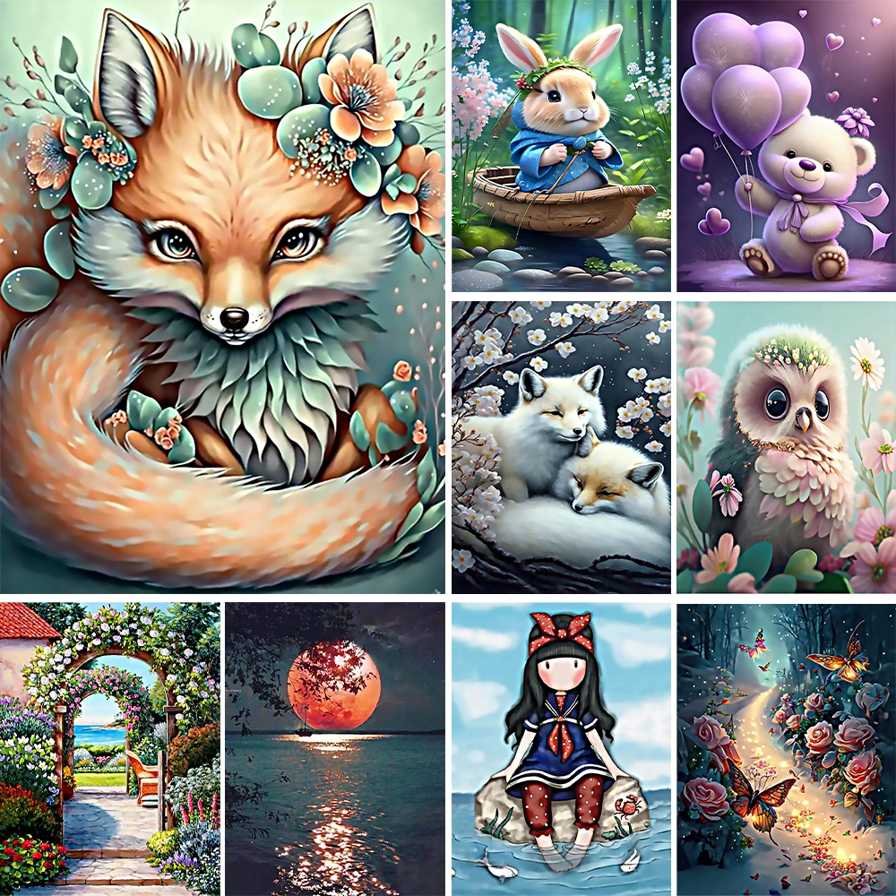 

Diamond Painting 5D Animal Landspace Fox Bear Handcraft Gift Home Decor For Living Room Picture Cross Stitch Embroidery