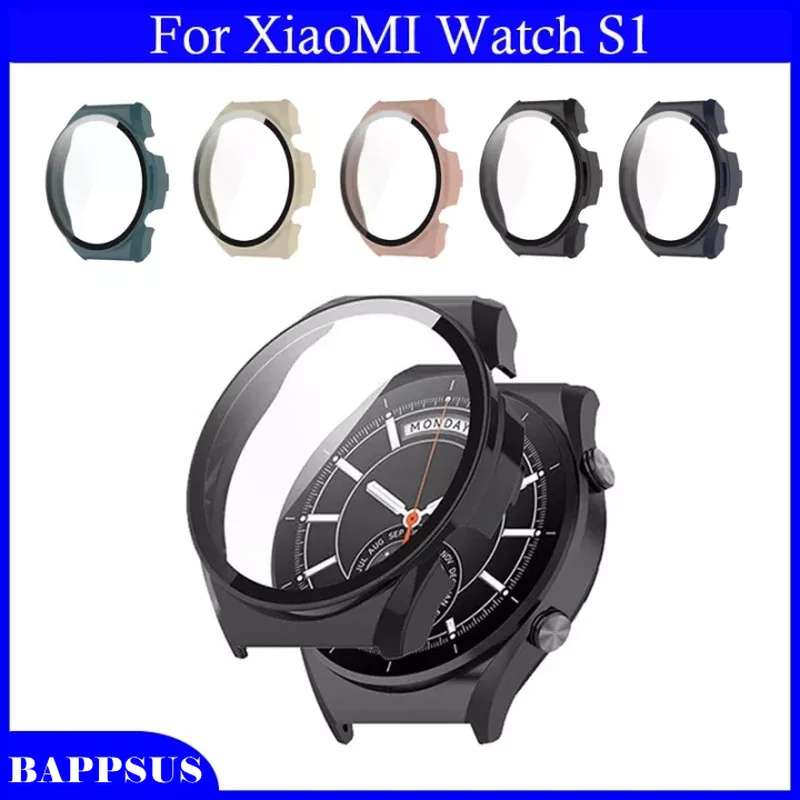 

For Xiaomi MI Watch S1 Case Full Screen PC Hard Protection Cover Tempered Glass Watch S1 Shell Frame for MI Watch S1 2022 Fundas
