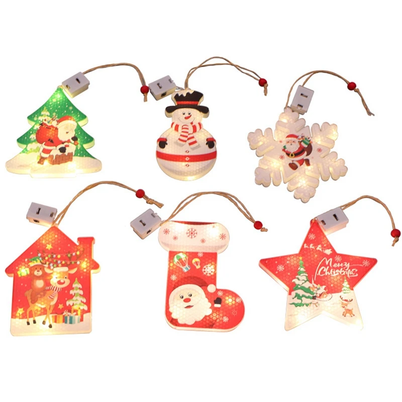 

6Pcs Christmas Decoration Lights Holiday Led Window Layout Small Lanterns Christmas Tree Decoration Listing