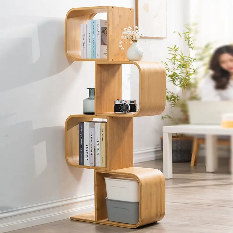 

Floor-To-Ceiling Small Bookshelf Solid Wood Children Picture Book Shelf Living Room Bedroom Storage Shelving Household Floating