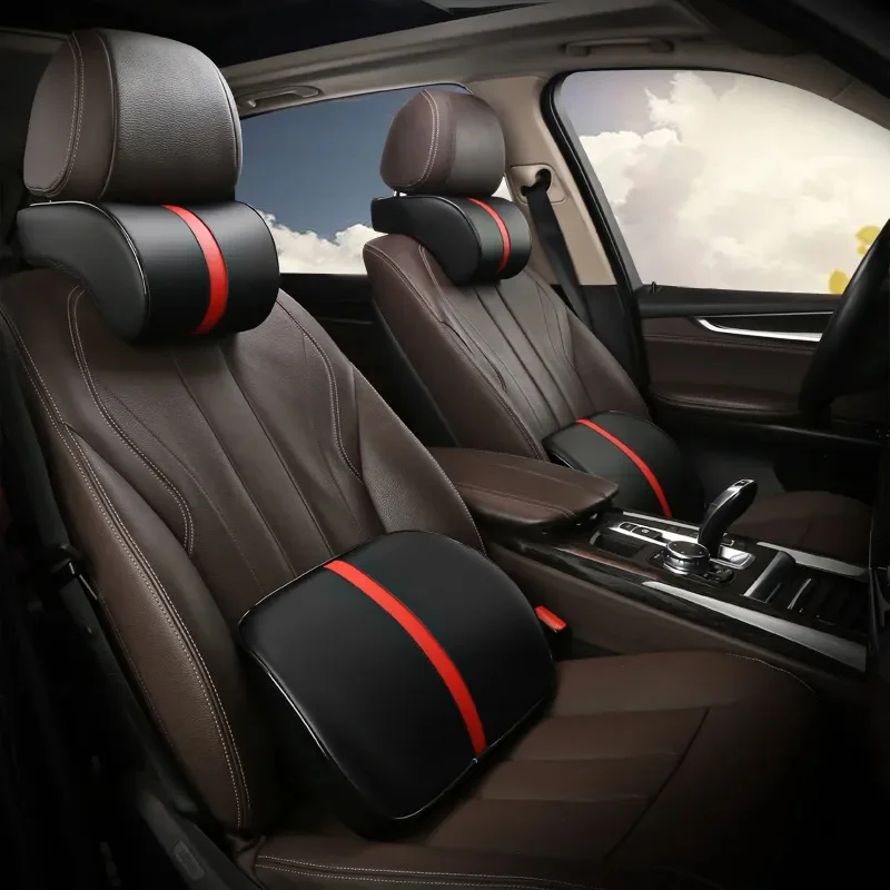 

Car Neck Headrest Pillow PU Leather Neck Rest Cushion Auto Seat Head Support Neck Protector Pillow Pad Memory Cotton Neck Pillow