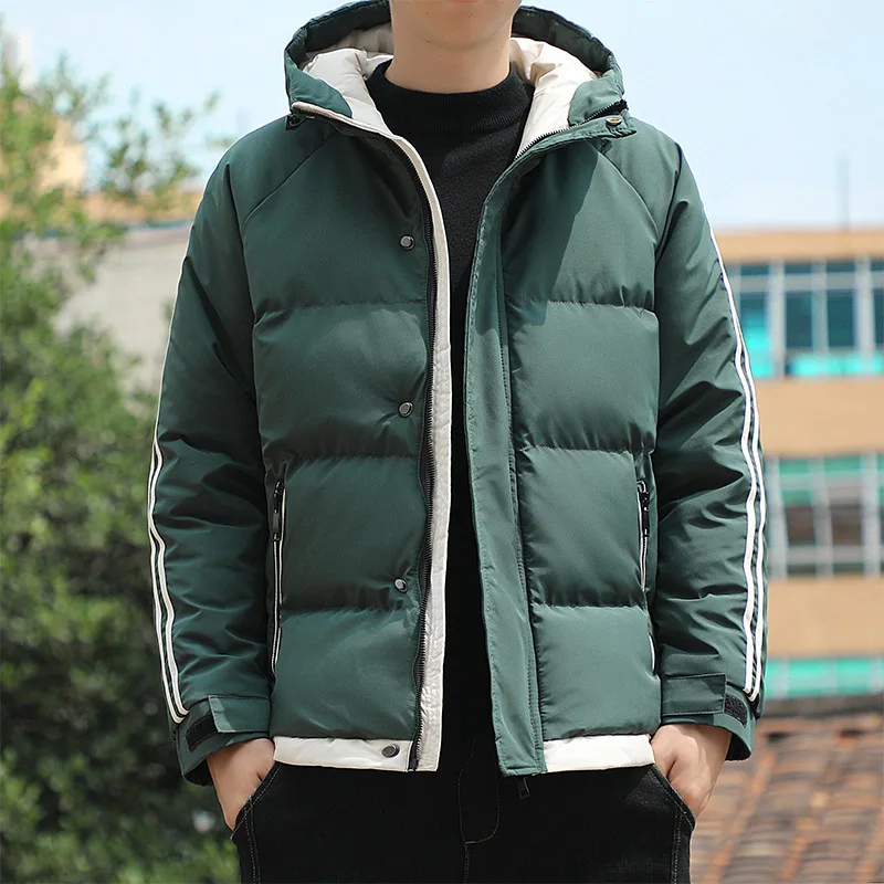 2022 New Leisure Fashion Down Cotton Suit Thick Winter Coat Two Bars Cotton Coat South Korea Men's Coat Cotton-padded Jacket Men