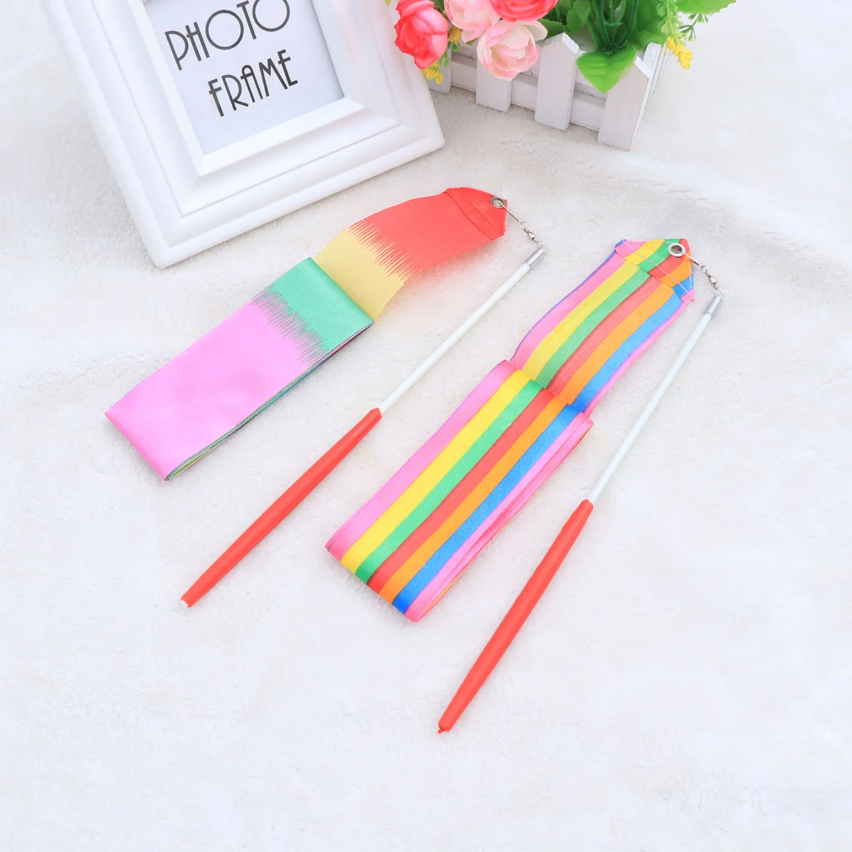 

2 Pcs 2M Rhythmic Gymnastics Ribbon with Stick Children Dancing Streamers Riband Twirling Rod