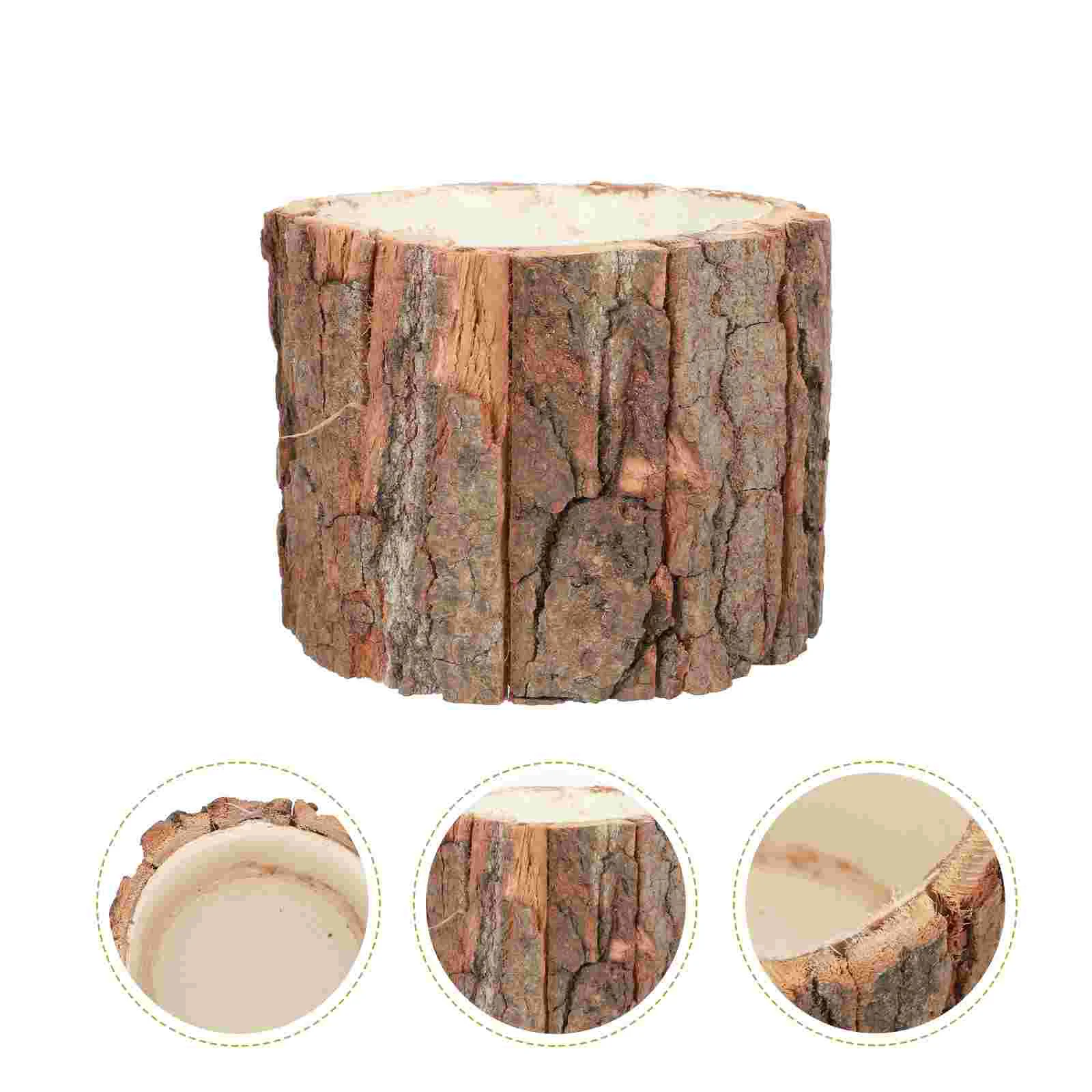 

Flower Pot Planter Bucket Wooden Farmhouse Wood Vase Rustic Arrangement Holder Shabby Natural Container Small Succulentpotsbark