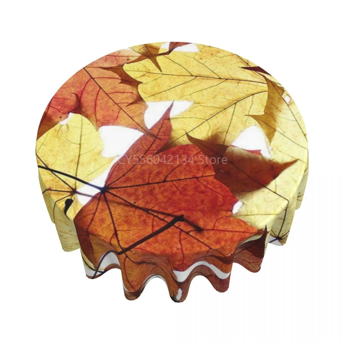 

Round Tablecloth 60 Inch Autumn Leaves Table Cover For Dinner Kitchen