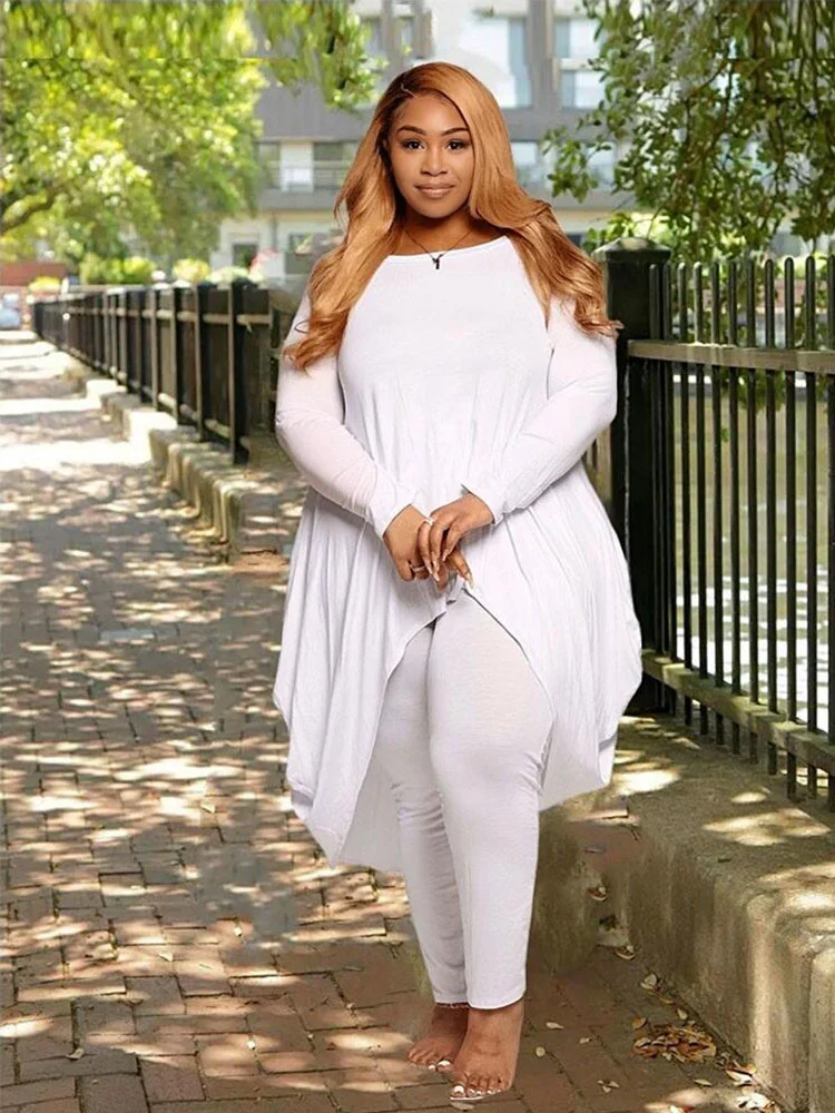 Plus Size Two Piece Sets Womens Outifits T-shirts with Leggings Pants Lady Curvy Large Size Suit Wholesale Bu 3xl 4xl 5xl 6xl