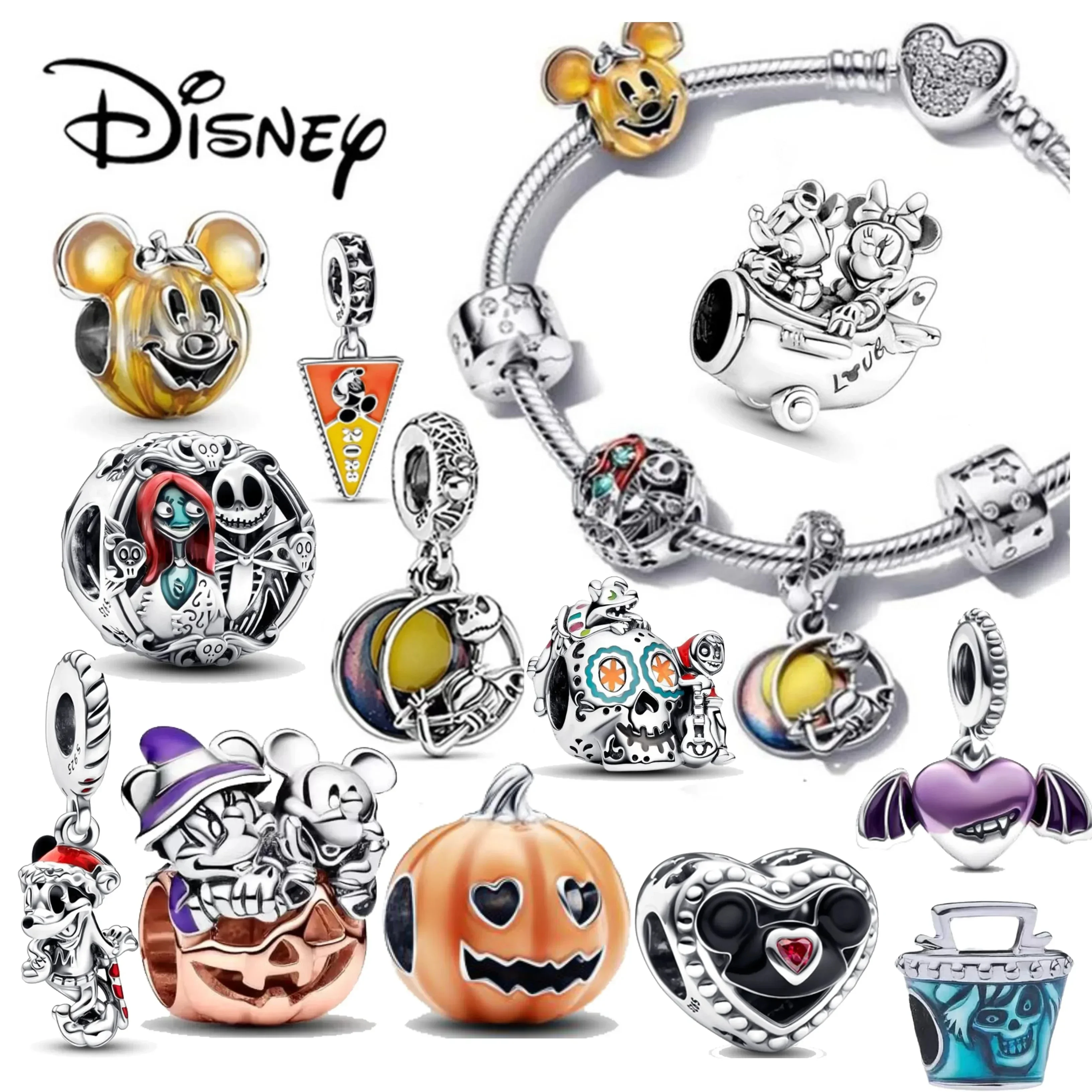 Disney Микки Маус Тыква FatTonny 925 Серебряные бусины-подвески подходят для Pandora DIY
