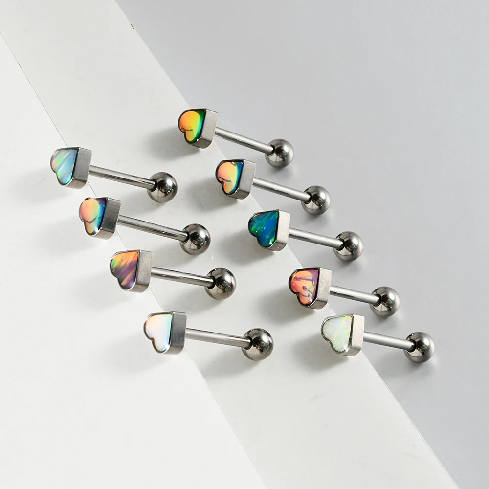 1 шт. титановая пленка для вспышки опал луна в форме сердца шпилька языка внешняя