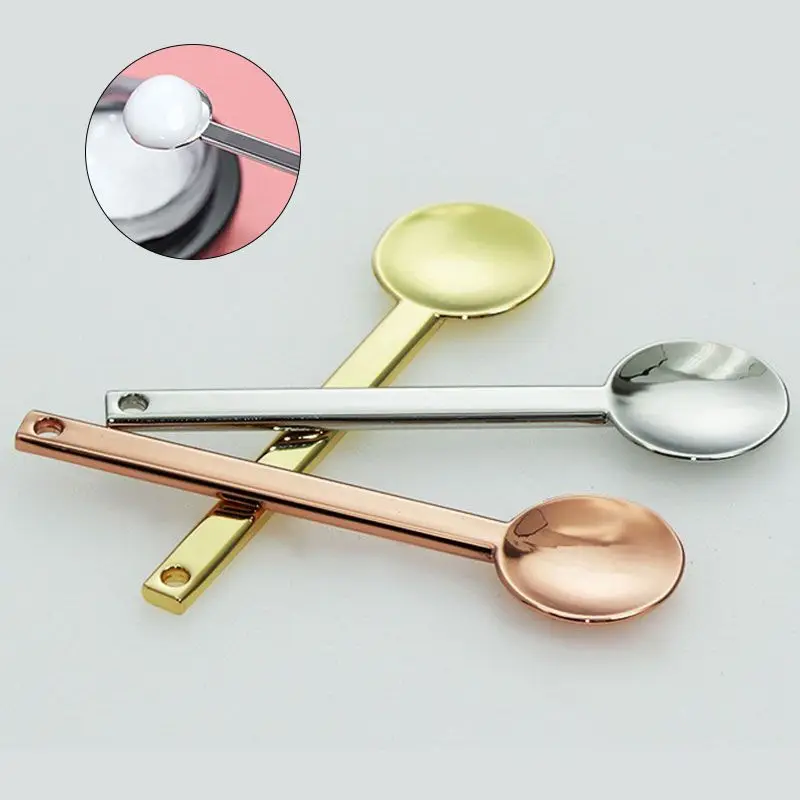 

Metal Mini Spoon Makeup Spatulas Stick Scoop Facial Mask Eye Cream Mixing Brush Reuseable DIY Beauty Tool